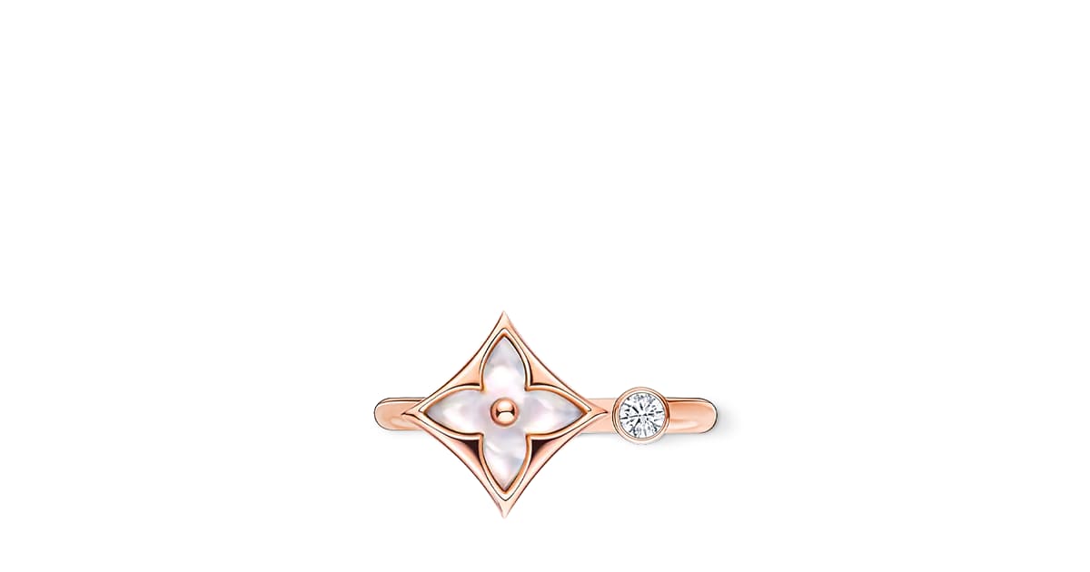 Louis Vuitton Color Blossom Mini Star Ring, Roségold, weißes Perlmutt und Diamant