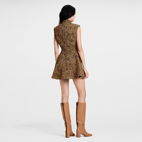 A-linienförmiges Kleid aus Jacquard mit Metallic-Garnen Damen Ready to Wear Kleider | LOUIS VUITTON (Zoom)