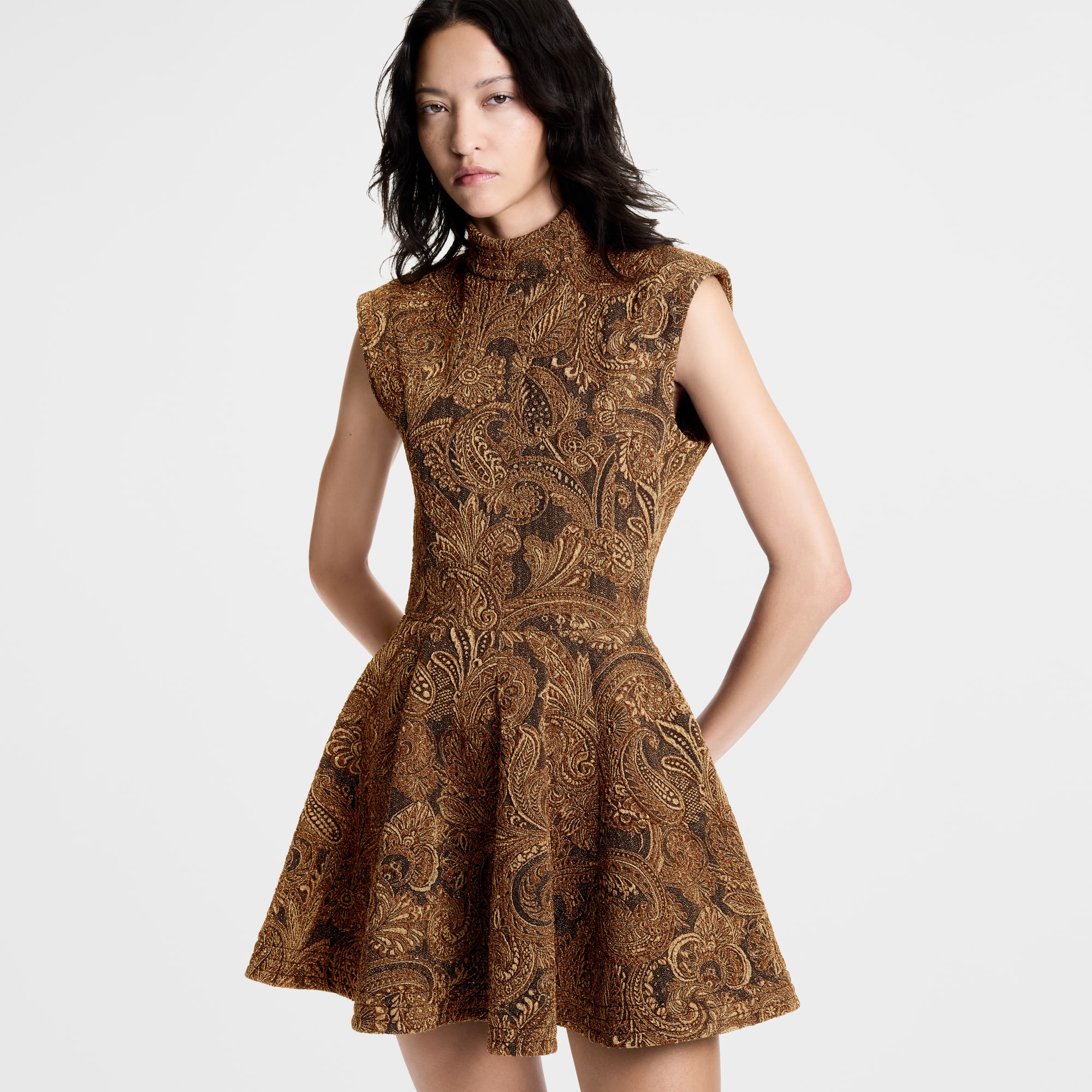 A-linienförmiges Kleid aus Jacquard mit Metallic-Garnen  Damen Ready to Wear Kleider | LOUIS VUITTON (Zoom)