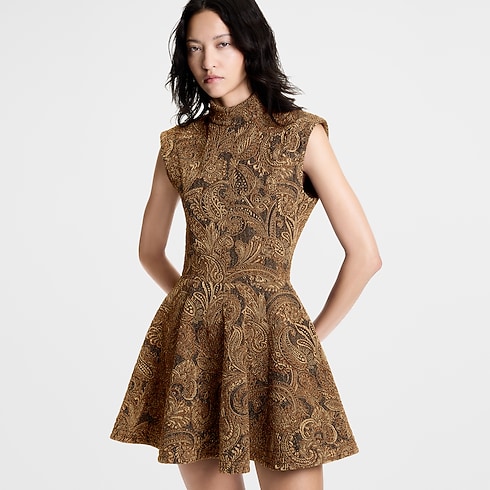 A-linienförmiges Kleid aus Jacquard mit Metallic-Garnen Damen Ready to Wear Kleider | LOUIS VUITTON (Zoom)