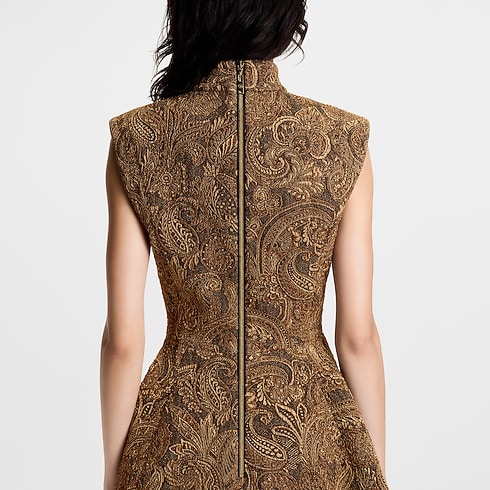 A-linienförmiges Kleid aus Jacquard mit Metallic-Garnen Damen Ready to Wear Kleider | LOUIS VUITTON (Zoom)