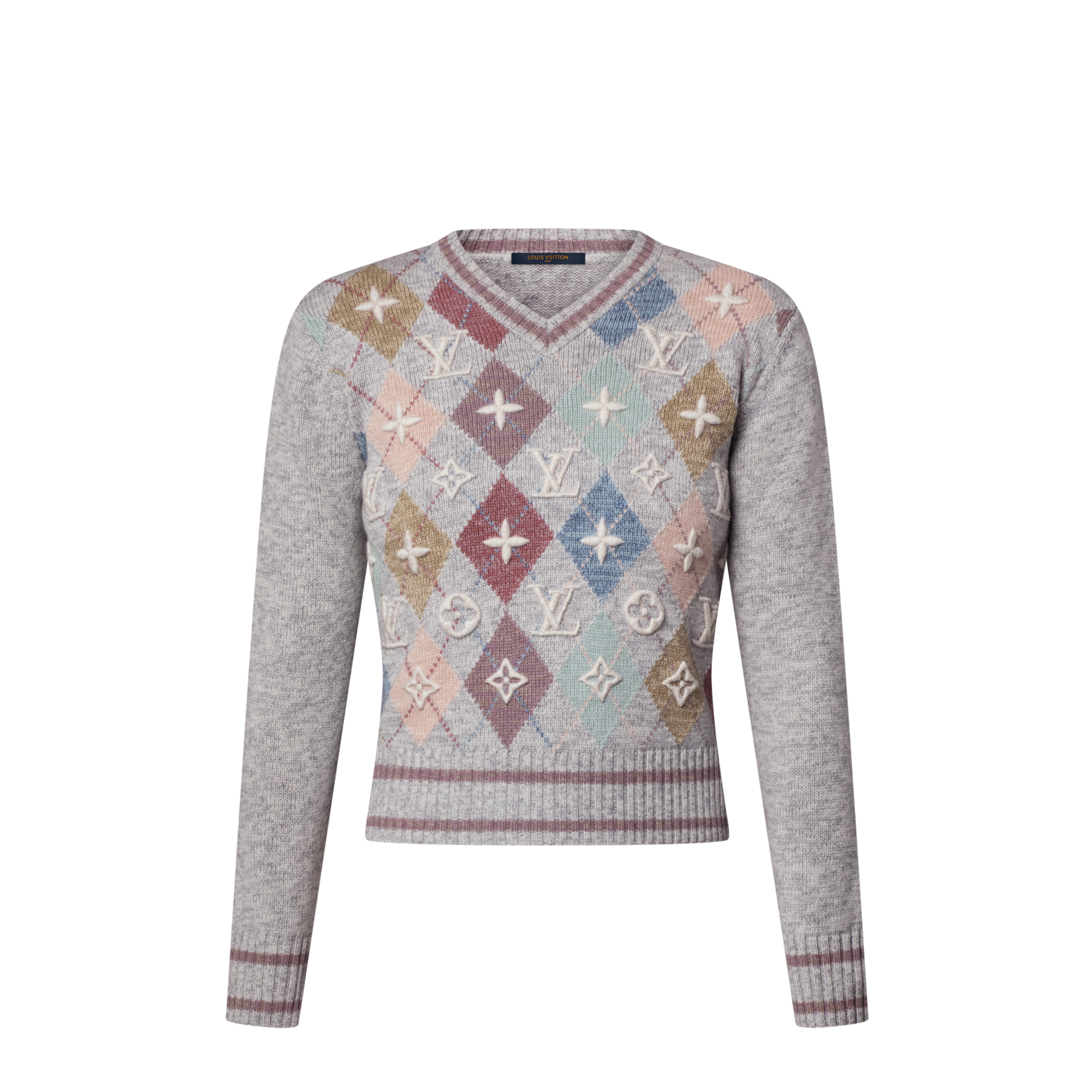 Argyle-Pullover mit 3D-Signaturen  Damen Ready to Wear Strick | LOUIS VUITTON (Zoom)