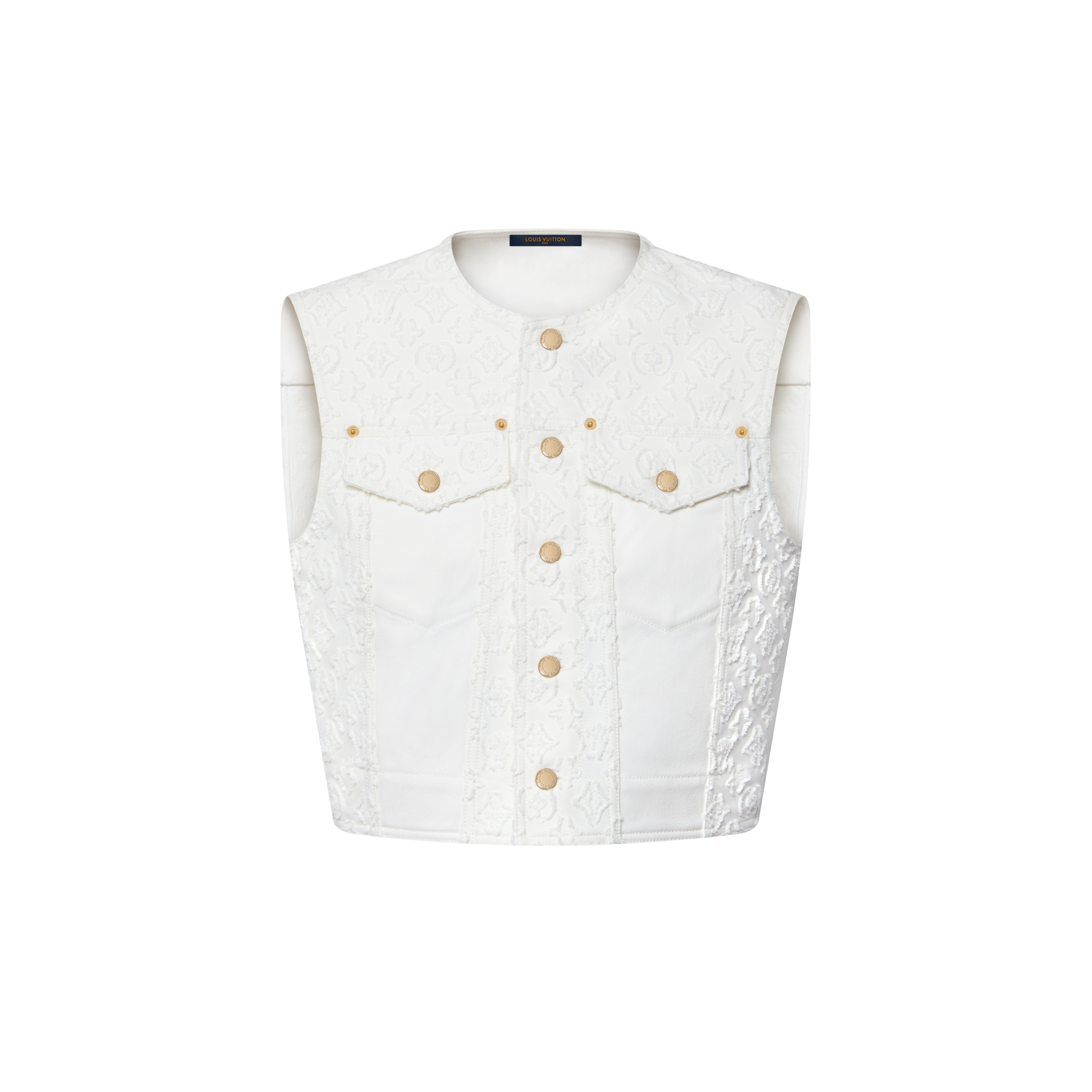Ärmellose Jacke aus Denim mit Monogram Fil Coupé  Damen Ready to Wear Mäntel und Jacken | LOUIS VUITTON (Zoom)