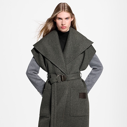 Ärmelloser Wickelmantel mit Schalkragen Damen Ready to Wear Mäntel und Jacken | LOUIS VUITTON (Zoom)