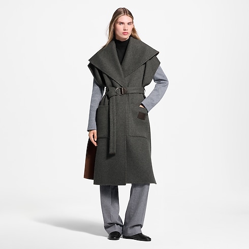 Ärmelloser Wickelmantel mit Schalkragen Damen Ready to Wear Mäntel und Jacken | LOUIS VUITTON (Zoom)