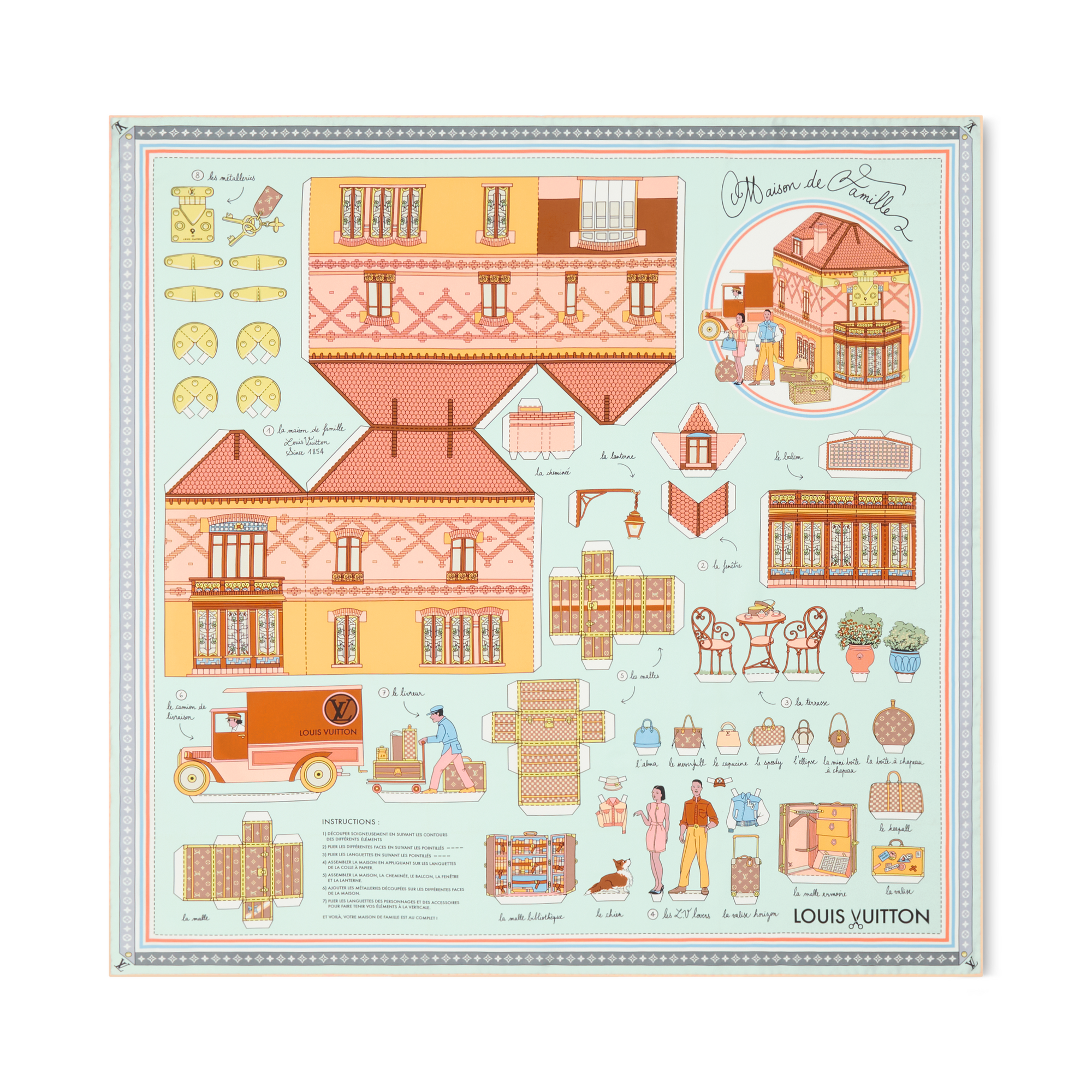 Asnieres Paper House Carré 90 S00 Damen Accessoires Seidentücher und Bandeaus | LOUIS VUITTON (Zoom)