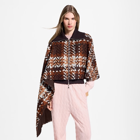 Asymmetrischer Cape-Mantel aus Tweed mit Schottenkaros Damen Ready to Wear Mäntel und Jacken | LOUIS VUITTON (Zoom)