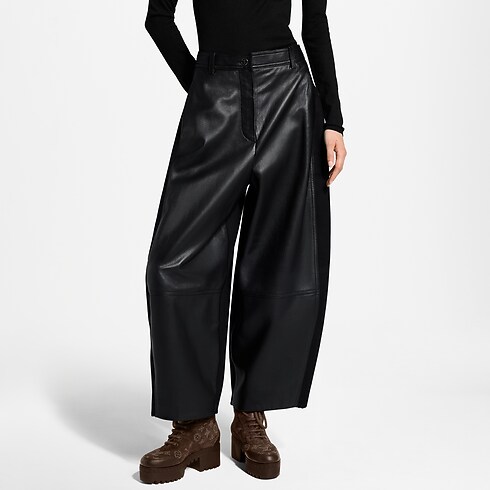 Ballon-Hose aus Leder mit Einsatz aus Wolle Damen Ready to Wear Hosen und Shorts | LOUIS VUITTON (Zoom)