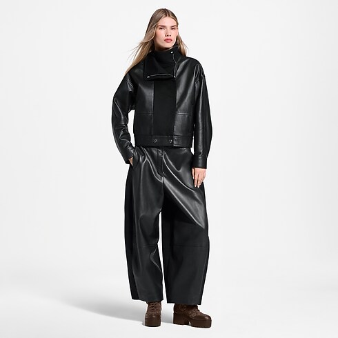 Ballon-Hose aus Leder mit Einsatz aus Wolle Damen Ready to Wear Hosen und Shorts | LOUIS VUITTON (Zoom)