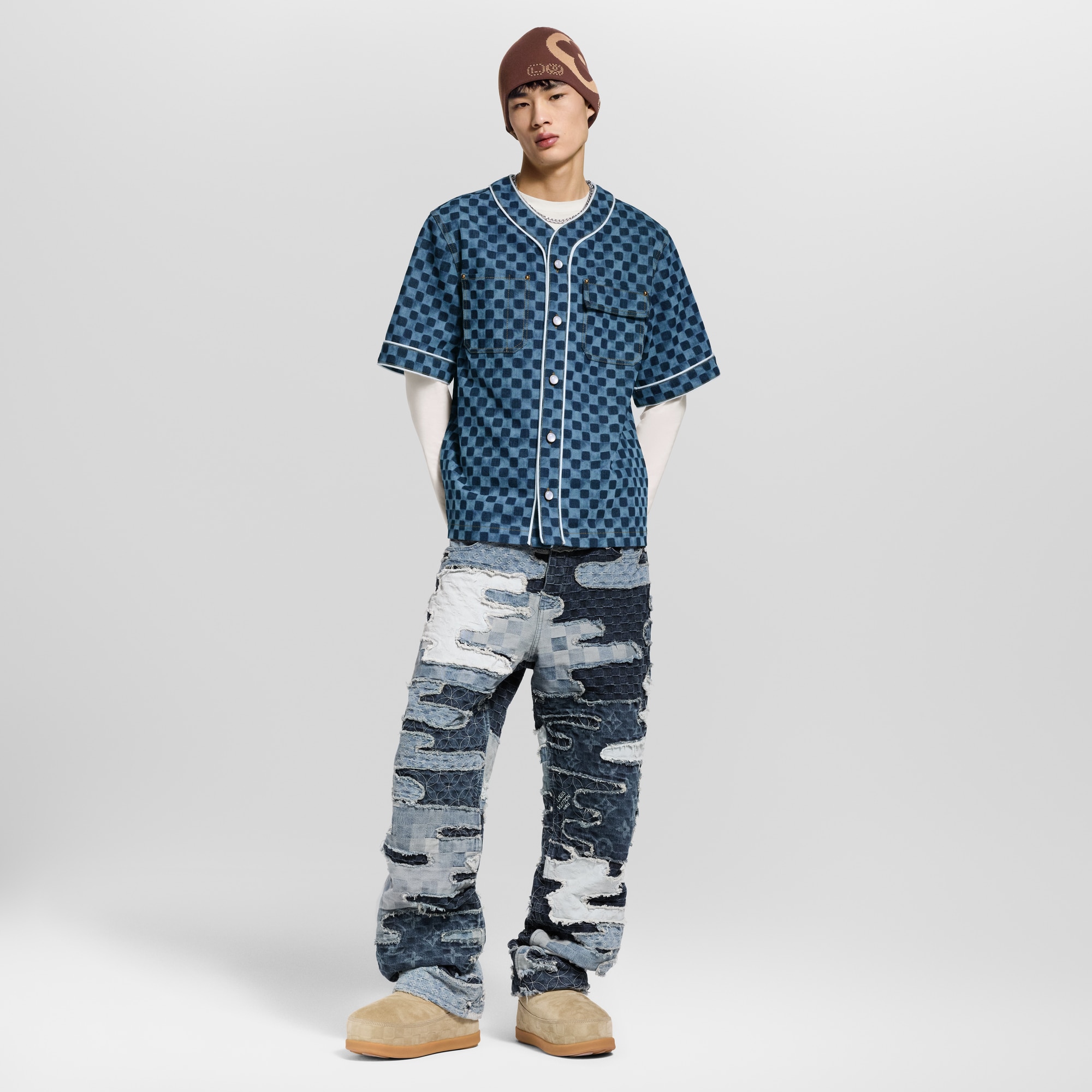 Baseball-Hemd aus Denim mit Damier-Motiv  Herren Ready to Wear Hemden | LOUIS VUITTON (Zoom)