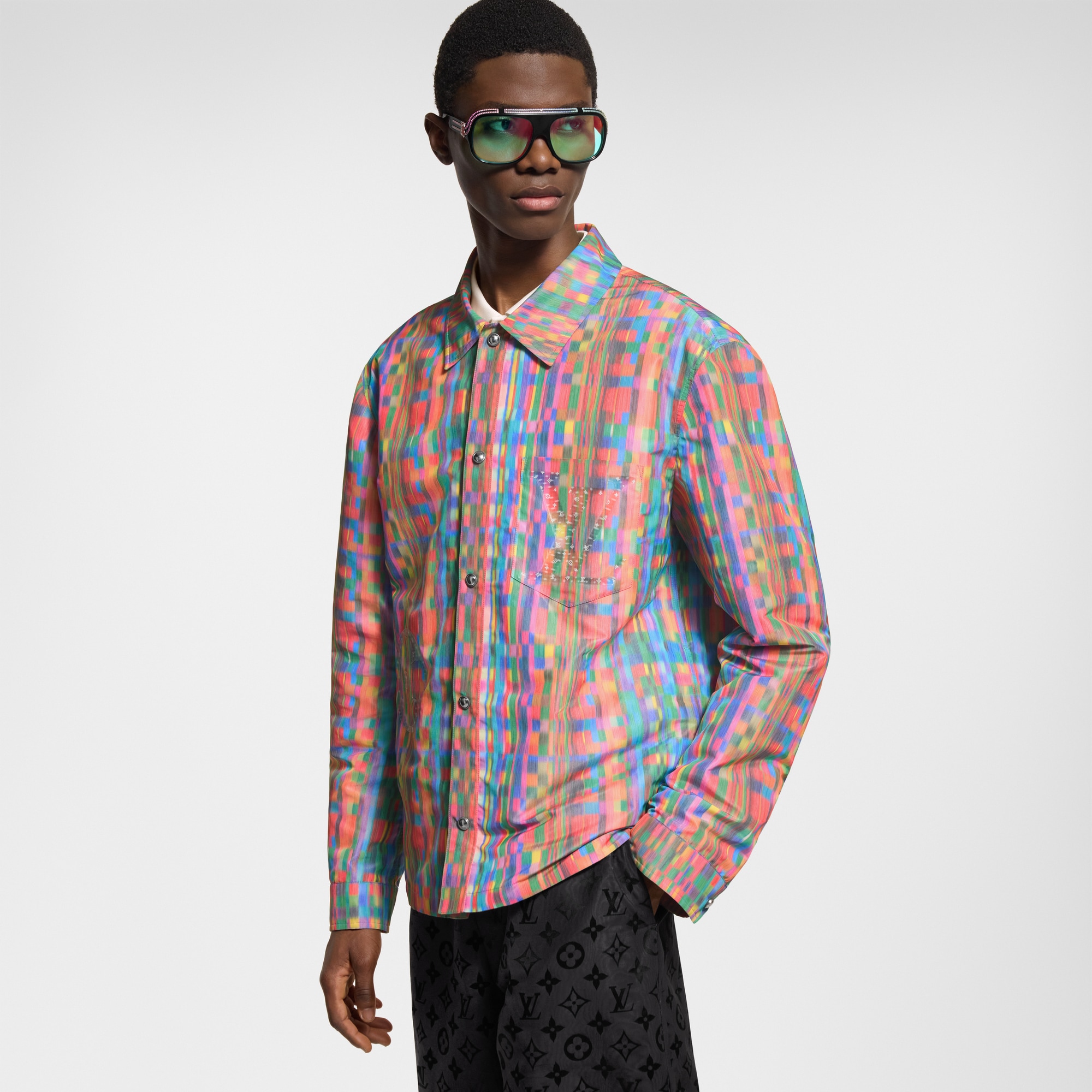 Bedrucktes Overshirt mit Trompe-L