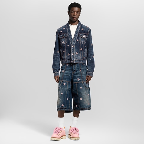 Bestickte Jacke aus Denim mit Kimono-Details Herren Ready to Wear Jacken und Mäntel | LOUIS VUITTON (Zoom)