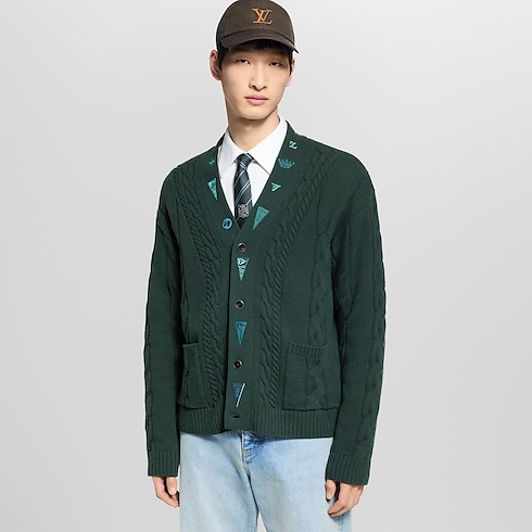 Bestickter Cardigan aus Zopfstrick Herren Ready to Wear Vollständige Ready to Wear | LOUIS VUITTON (Zoom)