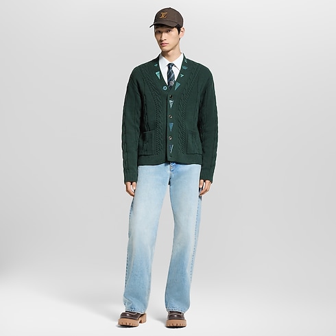 Bestickter Cardigan aus Zopfstrick Herren Ready to Wear Vollständige Ready to Wear | LOUIS VUITTON (Zoom)