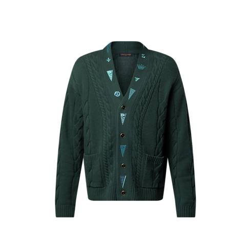 Bestickter Cardigan aus Zopfstrick Herren Ready to Wear Vollständige Ready to Wear | LOUIS VUITTON (Zoom)
