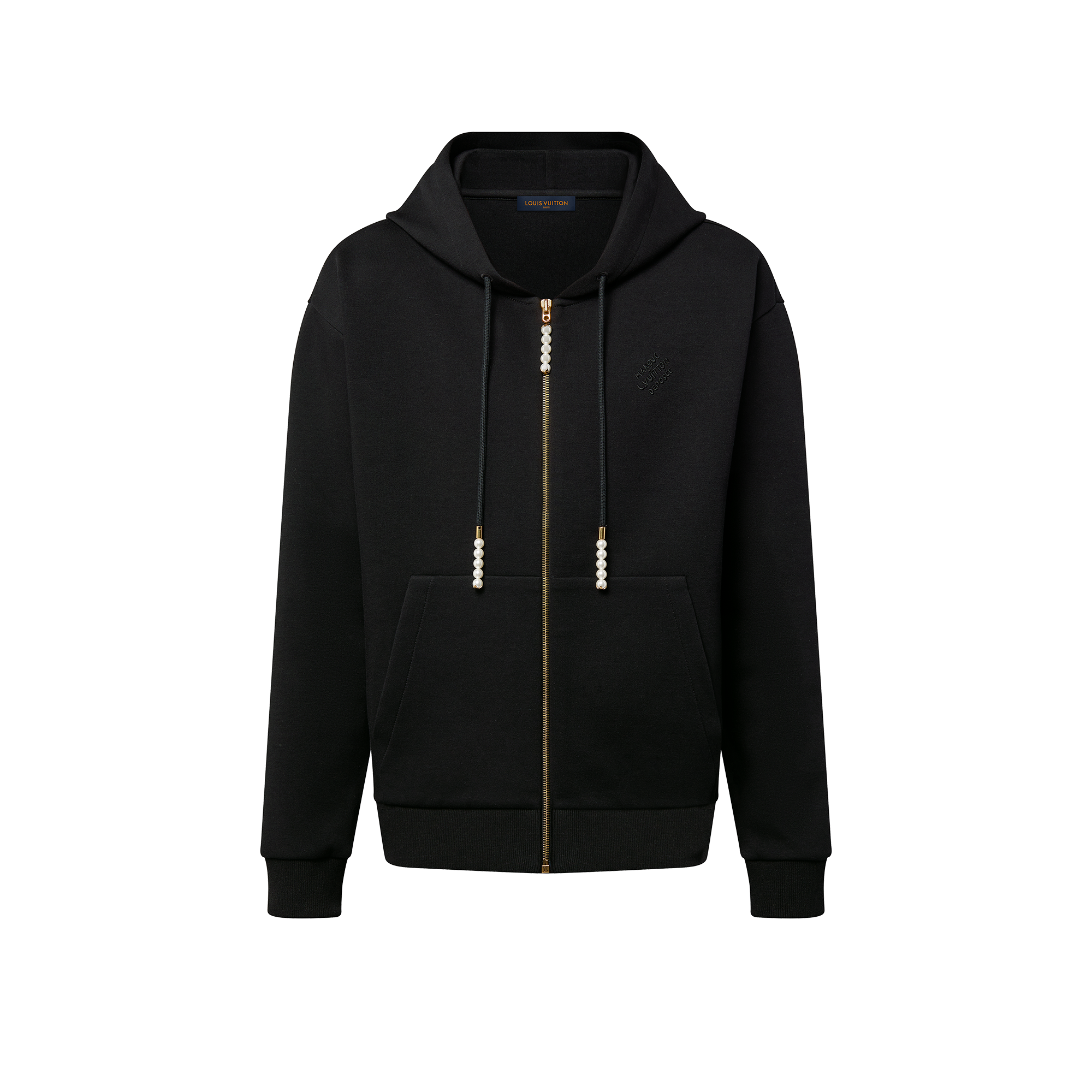 Bestickter Hoodie aus Jersey mit durchgehendem Reißverschluss 