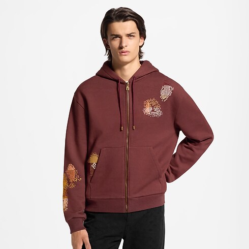 Bestickter Hoodie mit Reißverschluss cropped view