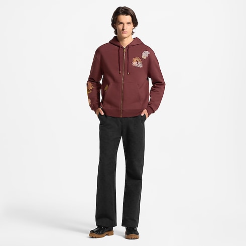 Bestickter Hoodie mit Reißverschluss worn view