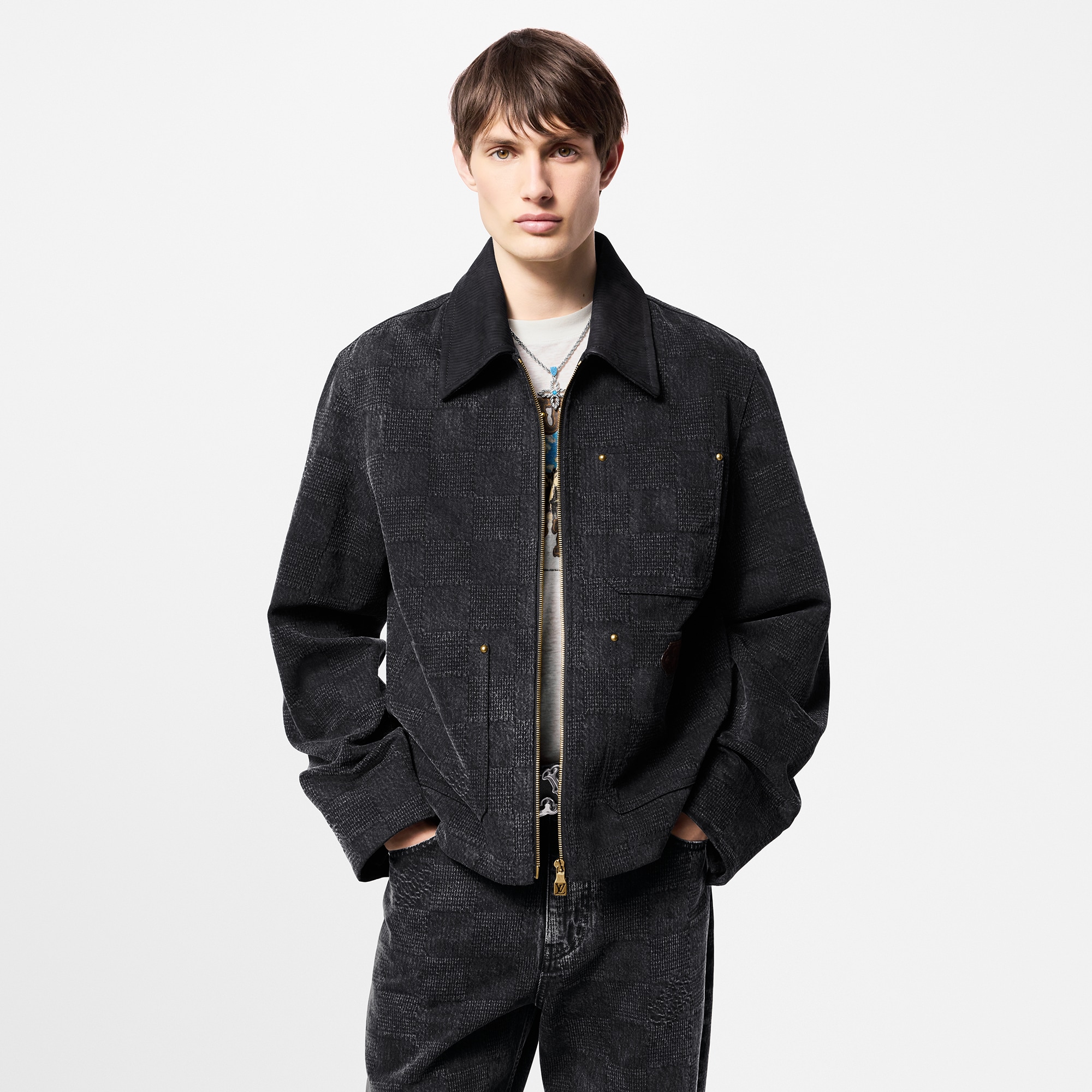 Blouson aus Baumwolle im Workwear-Stil mit Damier-Motiv  Herren Ready to Wear Jacken und Mäntel | LOUIS VUITTON (Zoom)