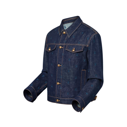 Blouson aus Denim mit Verzierungen und LV Blason-Motiv Herren Ready to Wear Jacken und Mäntel | LOUIS VUITTON (Zoom)