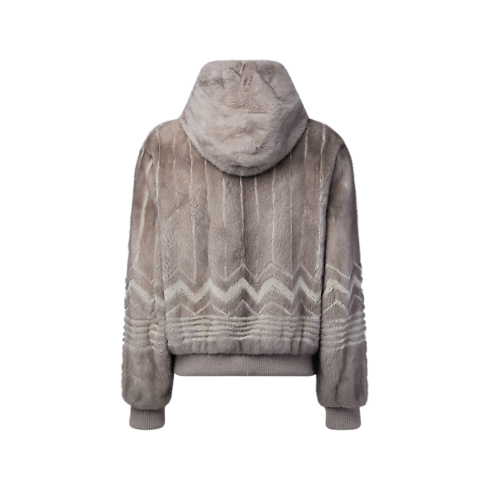 Blouson aus Pelz mit Kapuze und Reißverschluss back view