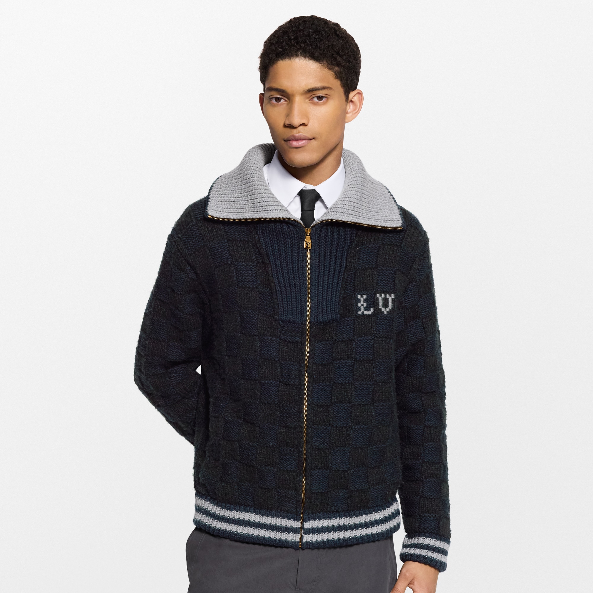 Blouson aus Strick mit Damier-Motiv  Herren Ready to Wear Vollständige Ready to Wear | LOUIS VUITTON (Zoom)