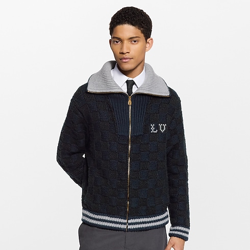 Blouson aus Strick mit Damier-Motiv Herren Ready to Wear Vollständige Ready to Wear | LOUIS VUITTON (Zoom)