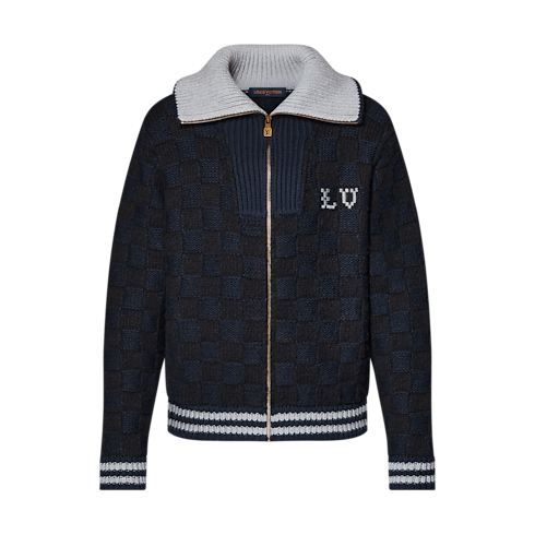 Blouson aus Strick mit Damier-Motiv Herren Ready to Wear Vollständige Ready to Wear | LOUIS VUITTON (Zoom)