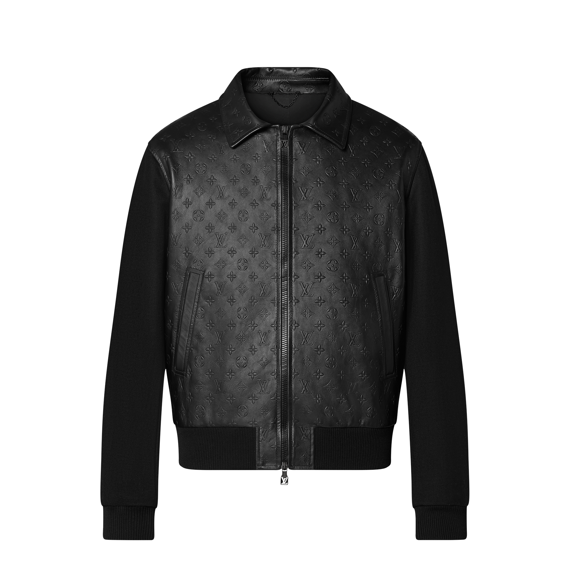 Blouson mit Leder samt gestanztem Monogram-Motiv  Herren Ready to Wear Jacken und Mäntel | LOUIS VUITTON (Zoom)