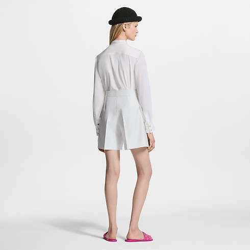 Bluse mit Lavallière-Kragen und Plisséefalten Damen Ready to Wear Tops | LOUIS VUITTON (Zoom)