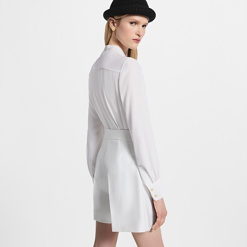 Bluse mit Lavallière-Kragen und Plisséefalten Damen Ready to Wear Tops | LOUIS VUITTON (Zoom)