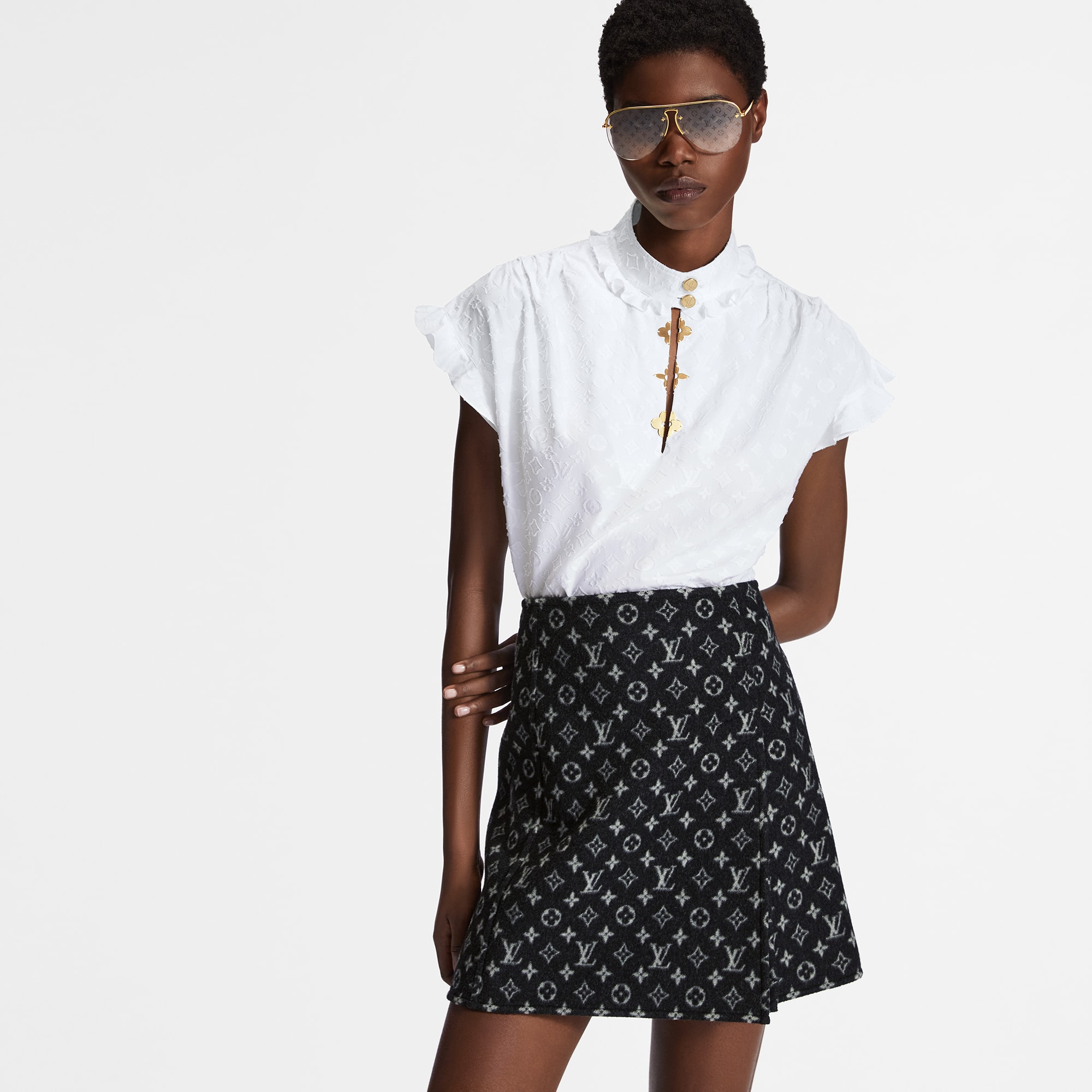 Bluse mit Volant  Damen Ready to Wear Tops | LOUIS VUITTON (Zoom)