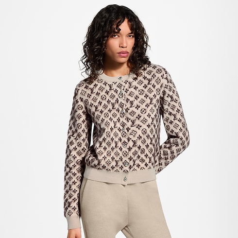 Cardigan aus gebürstetem Gewebe mit Monogram-Motiv Damen Ready to Wear Strick | LOUIS VUITTON (Zoom)