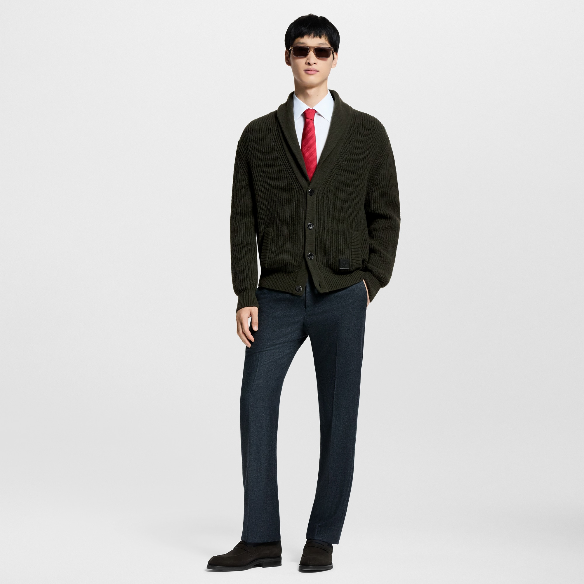 Cardigan aus Kaschmirgemisch mit Schalkragen  Herren Ready to Wear Vollständige Ready to Wear | LOUIS VUITTON (Zoom)