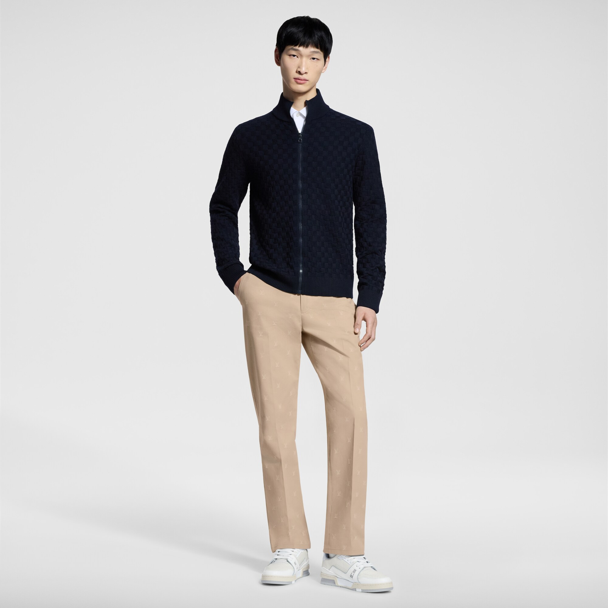 Cardigan mit durchgängigem Reißverschluss und Damier-Motiv  Herren Ready to Wear Strick und Sweatshirts | LOUIS VUITTON (Zoom)