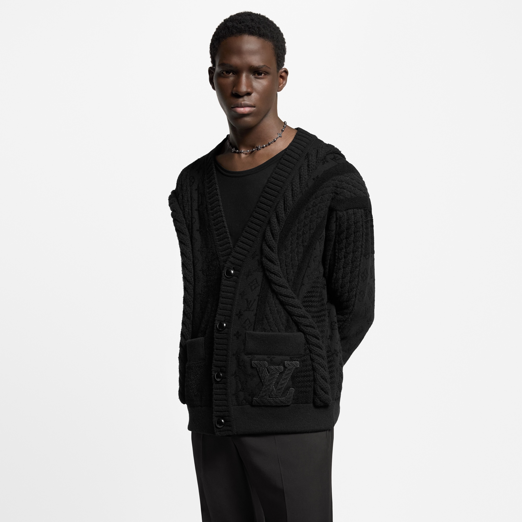 Cardigan mit grobem Zopfstrick aus Wollgemisch  Herren Ready to Wear Vollständige Ready to Wear | LOUIS VUITTON (Zoom)