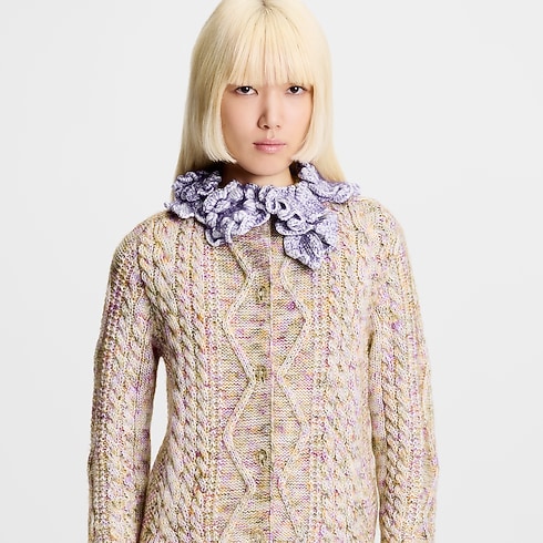 Cardigan mit Kragen und Blumen-Motiv aus Strick Damen Ready to Wear Strick | LOUIS VUITTON (Zoom)