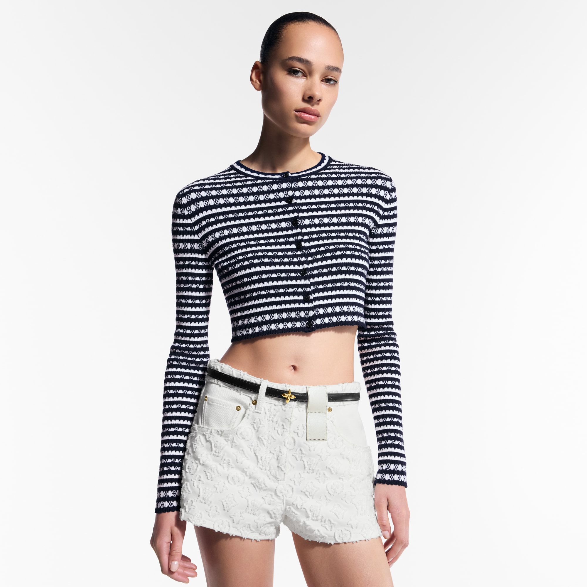 Cardigan mit Streifen und Muschelsaum  Damen Ready to Wear Strick | LOUIS VUITTON (Zoom)