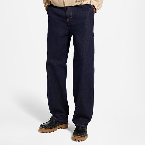 Charakteristische Carpenter-Hose aus Denim mit umgeschlagenem Saum cropped view