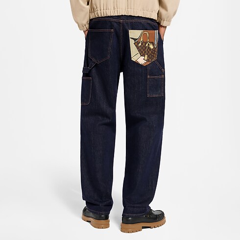 Charakteristische Carpenter-Hose aus Denim mit umgeschlagenem Saum cropped worn view