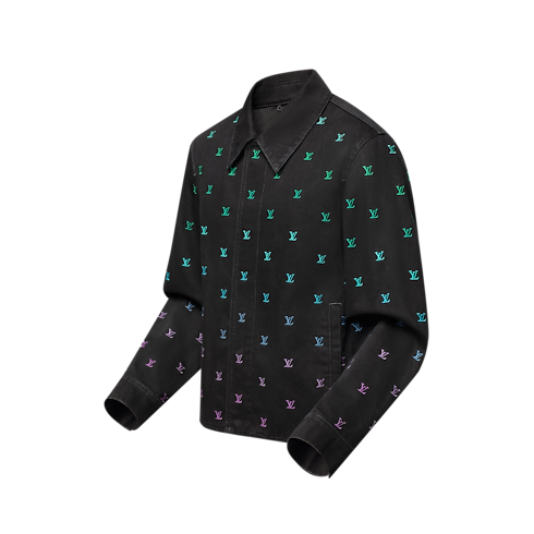 Coach-Jacke aus Denim mit gesticktem LV Blason-Motiv und Farbverlauf Herren Ready to Wear Jacken und Mäntel | LOUIS VUITTON (Zoom)