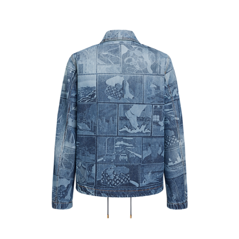 Coach-Jacke aus Denim mit Laser-Motiv back view