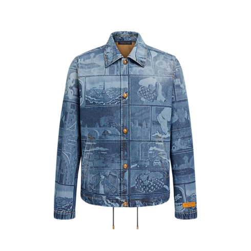 Coach-Jacke aus Denim mit Laser-Motiv front view