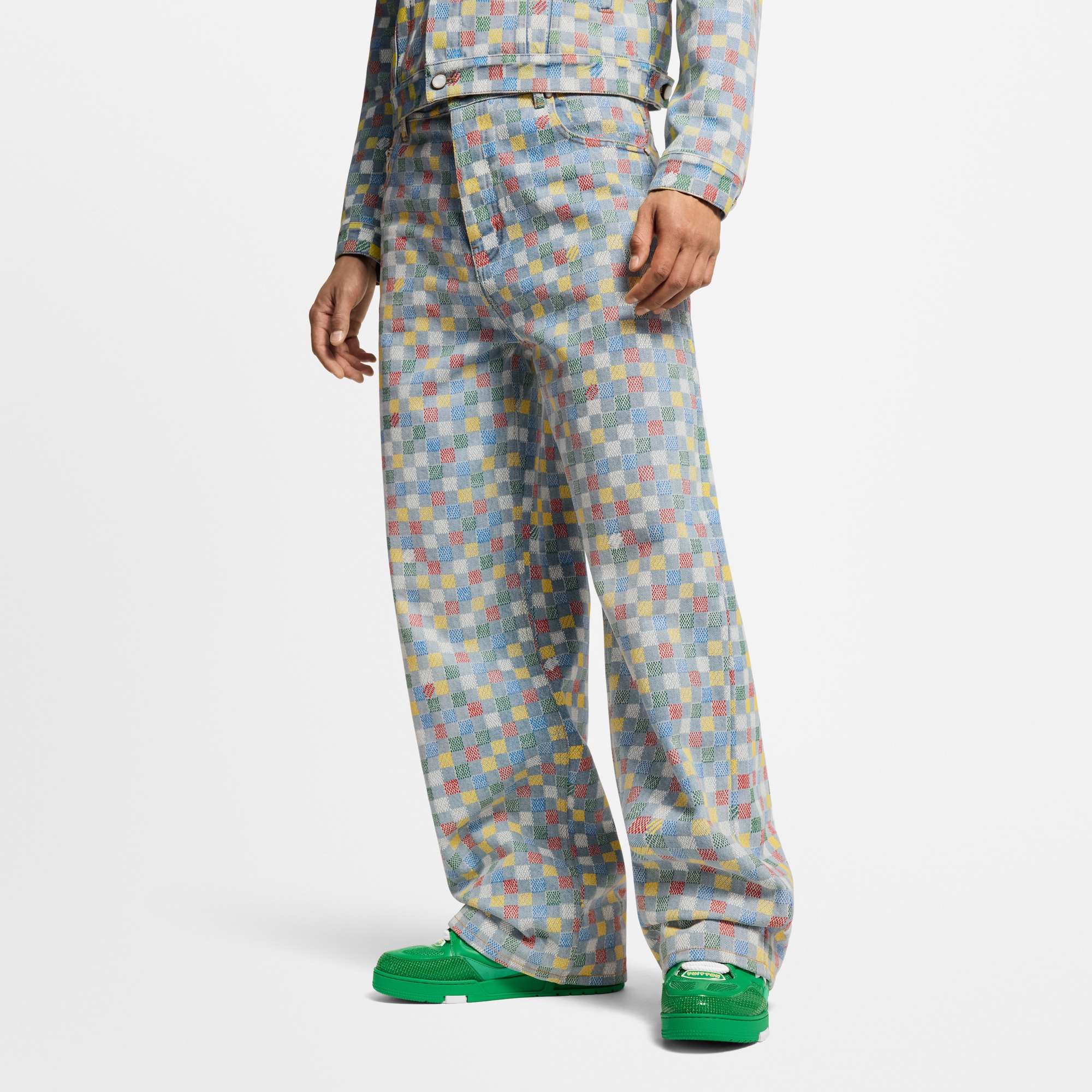 Denim-Hose mit weitem Bein und Damier-Motiv  Herren Ready to Wear Denim | LOUIS VUITTON (Zoom)