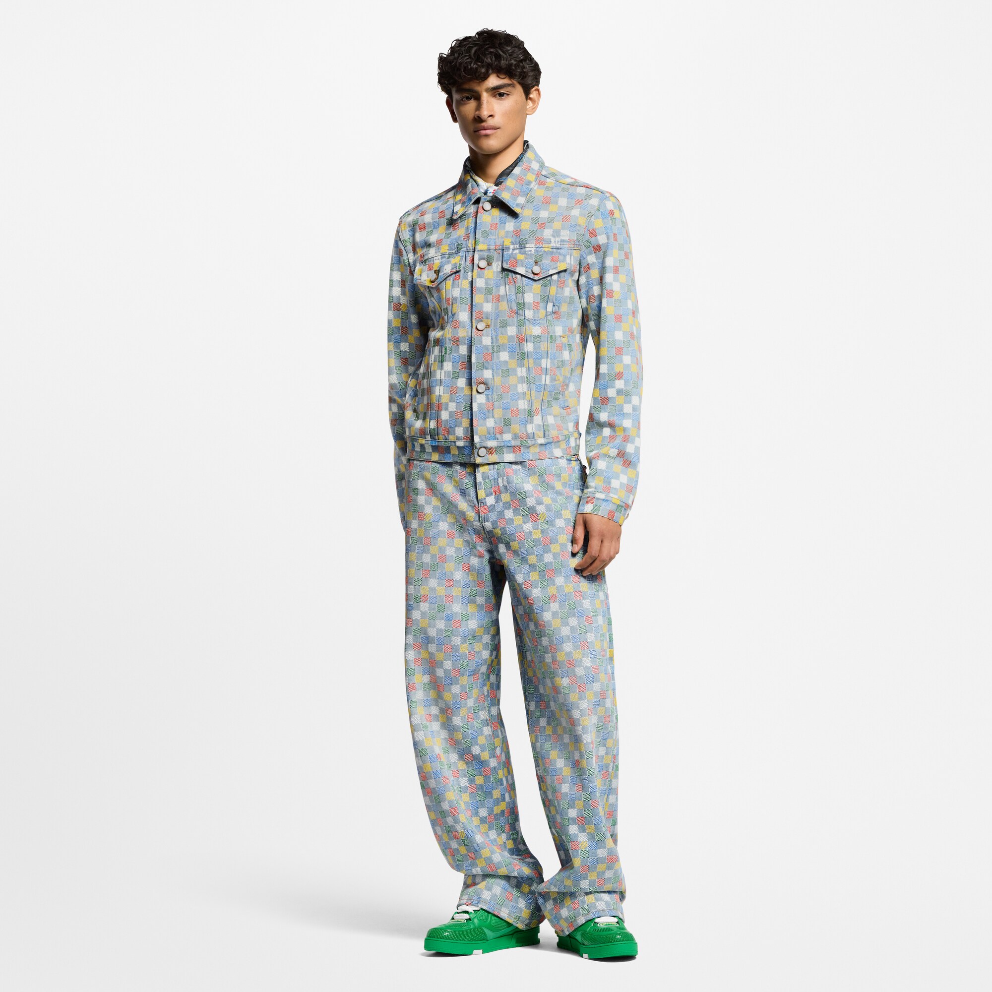 Denim-Hose mit weitem Bein und Damier-Motiv  Herren Ready to Wear Denim | LOUIS VUITTON (Zoom)