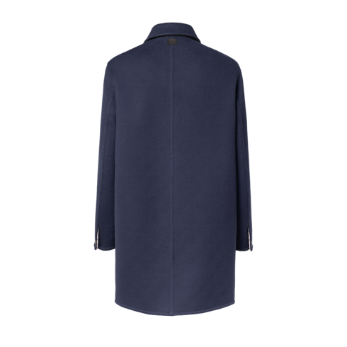 Doubleface Car Coat mit Tasche aus Leder samt LV Signatur back view