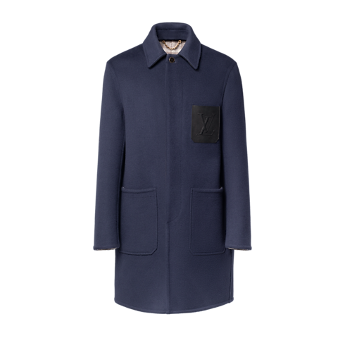 Doubleface Car Coat mit Tasche aus Leder samt LV Signatur front view
