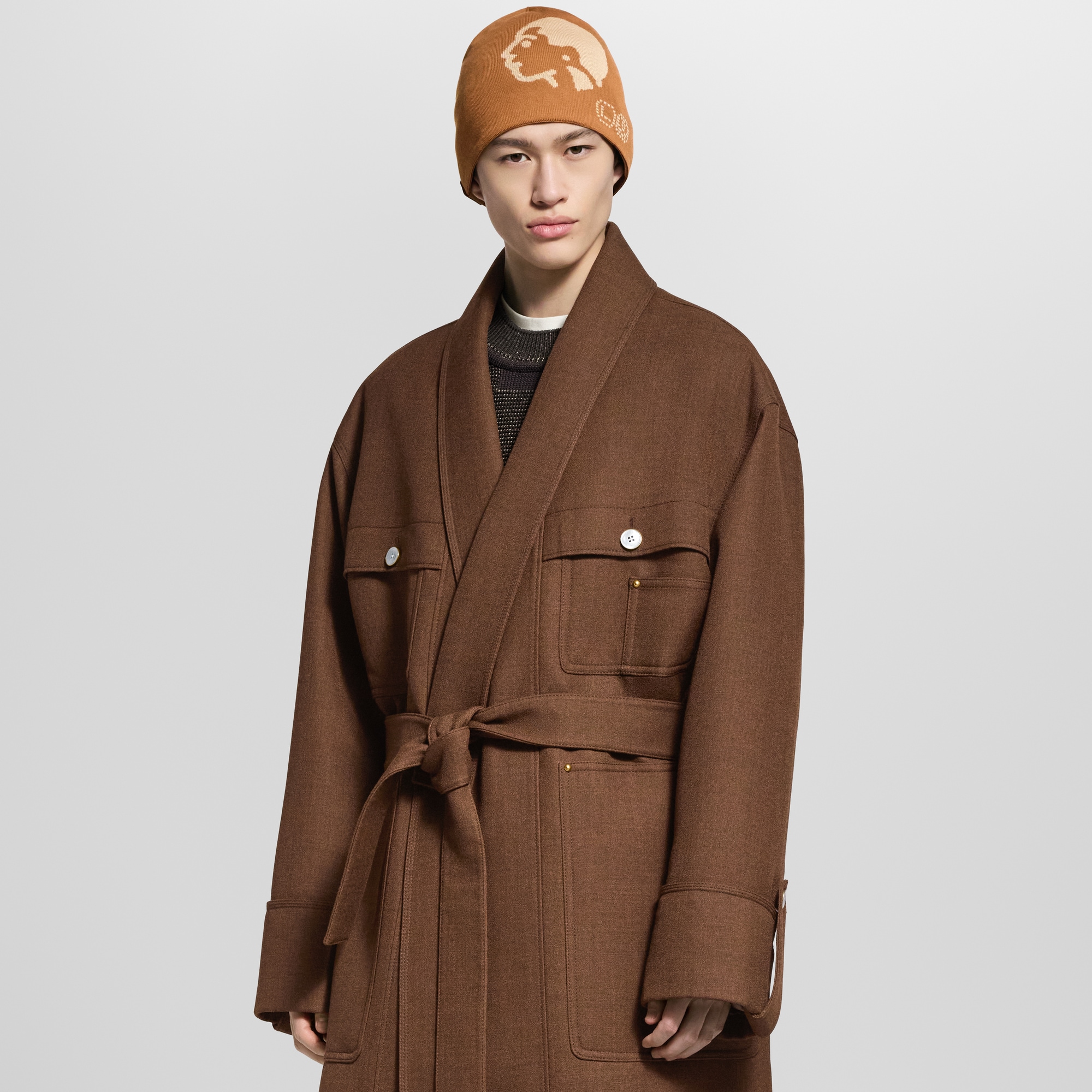 Einreihiger Mantel im Workwear-Stil mit Kimono-Details  Herren Ready to Wear Jacken und Mäntel | LOUIS VUITTON (Zoom)