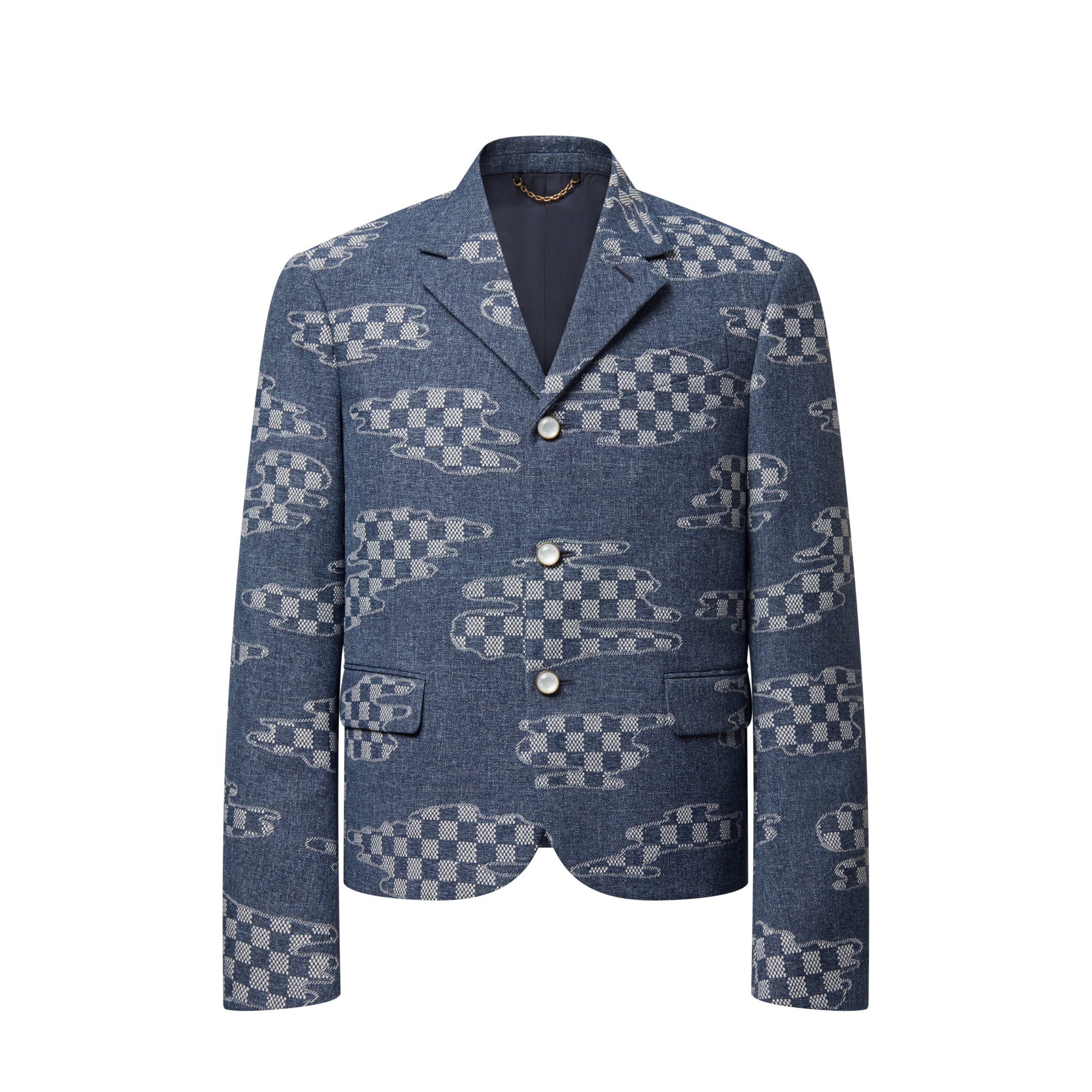 Einreihiges, gekürztes Jackett mit Damier-Motiv  Herren Ready to Wear Sakkos und Jacketts | LOUIS VUITTON (Zoom)