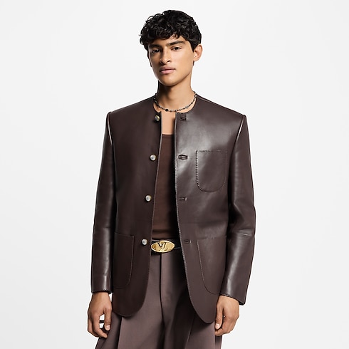 Elegantes kragenloses Jackett aus Leder Herren Ready to Wear Sakkos und Jacketts | LOUIS VUITTON (Zoom)